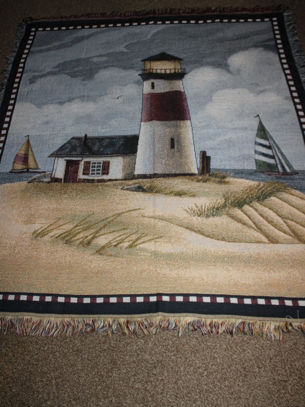 Nautical Lighthouse Woven Tapestry Throw Blanket 50x56